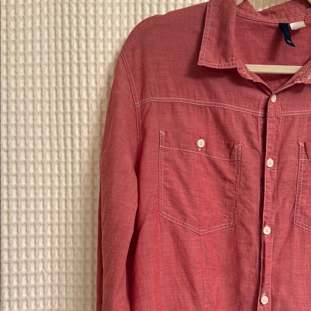 Divided Red Button-Up Shirt - Picture 5 of 8